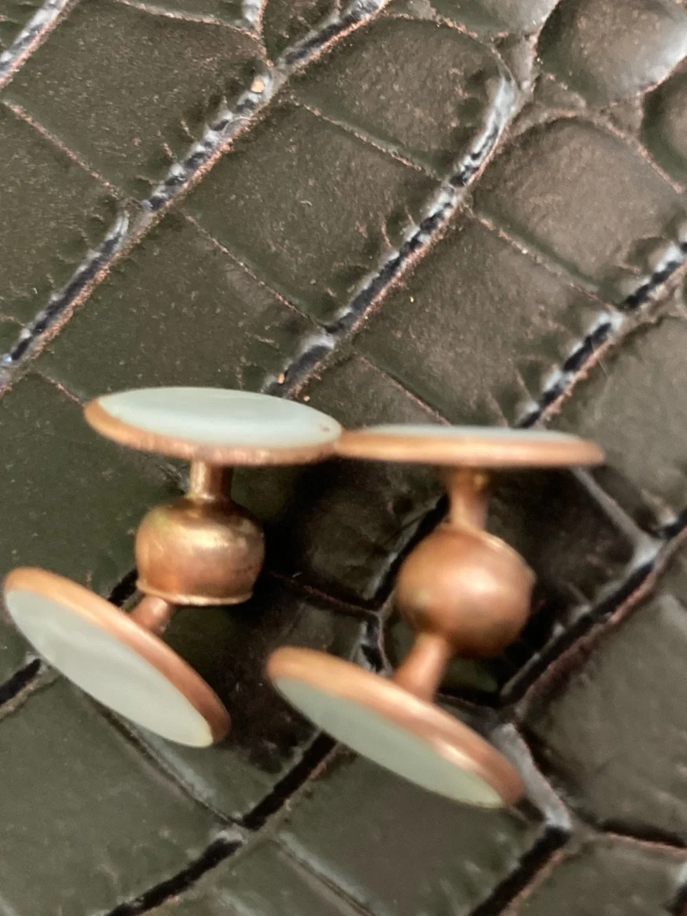 Antique Mother of Pearl Ball-Swivel Shirt Studs / Cufflinks